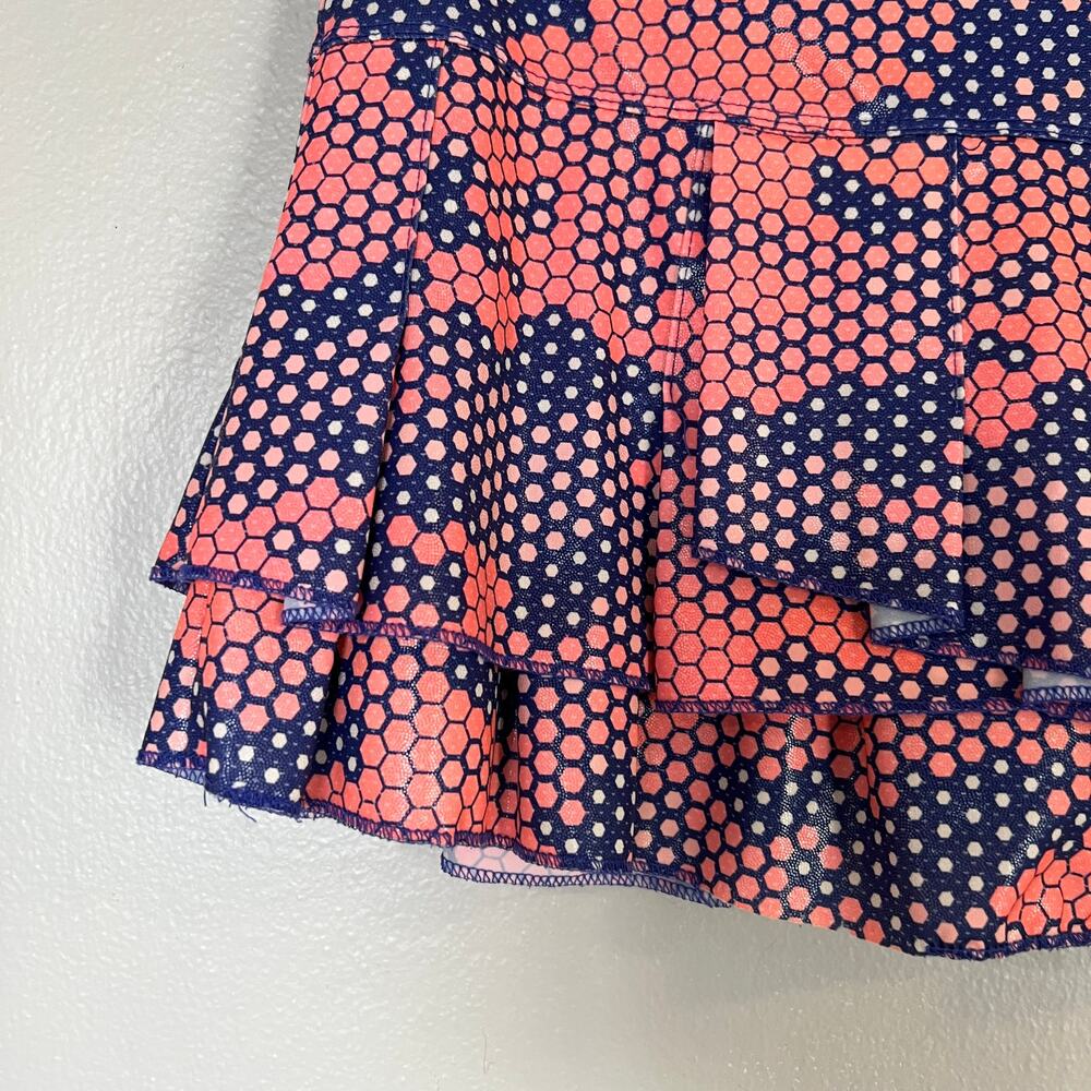Lucky in Love Pink Blue Polka Dot Metallic Tennis Skirt Skort Sz L 12 Pickleball - Picture 5 of 11